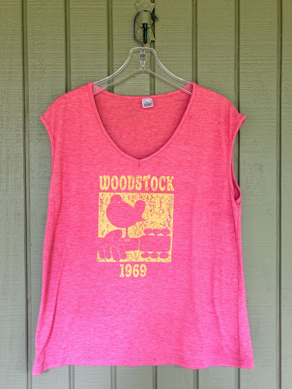 Woodstock 1969 Graphic Tank Top Red Heathered Vintage Style Muscle Tee Large